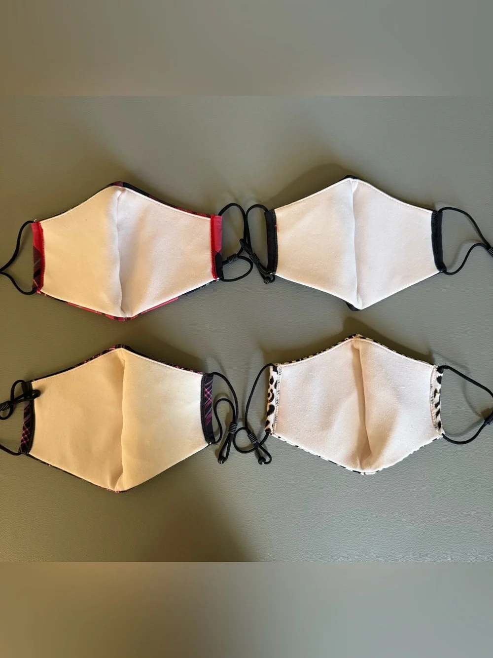 Victoria’s Secret 4 Face Masks — Black, Leopard, Pink Plaid, Red Plaid